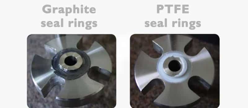 Graphite or PTFE seal ring assembly on transmitter.