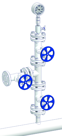 Conventional installation in a process pipeline.