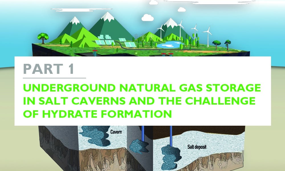 3d image of natural gas storage in salt caverns and the challenge of hydrate formation.
