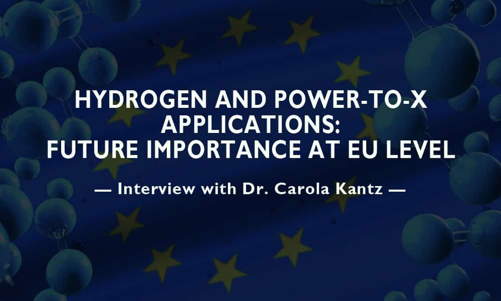 Hydrogen molecules with EU stars stand for interview with Dr- Kantz regarding European Hydrogen Union.