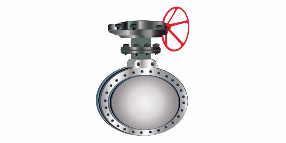 3D image of a butterfly valve.