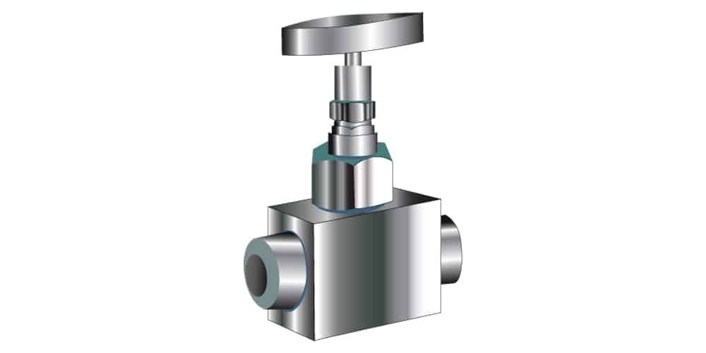 3D image of a needle valve.