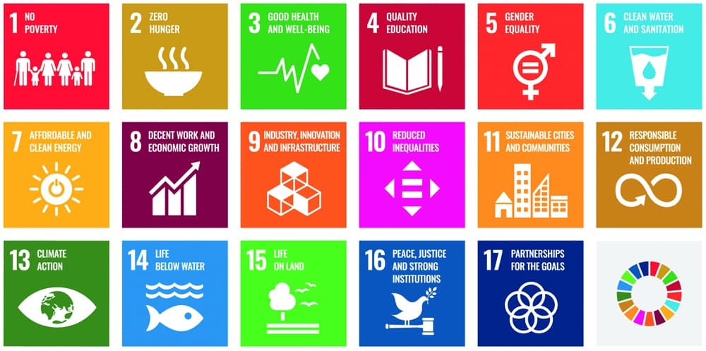 Overview of all 17 Sustainable Development Goals.