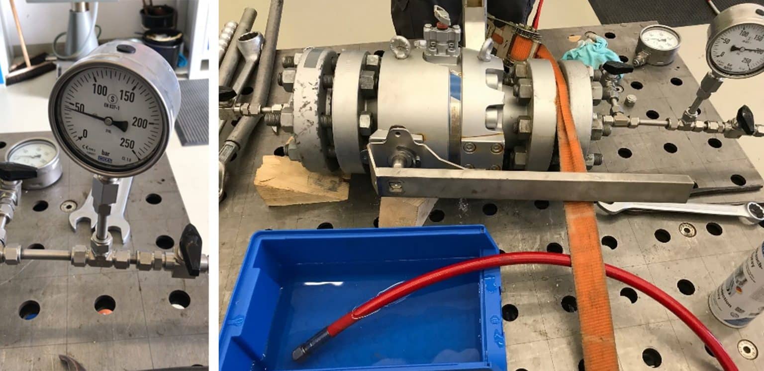 Test installation of a DBB piping ball valve at a gas storage facility