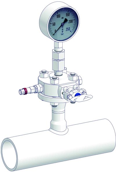 Close-coupled installation with process monoflange.